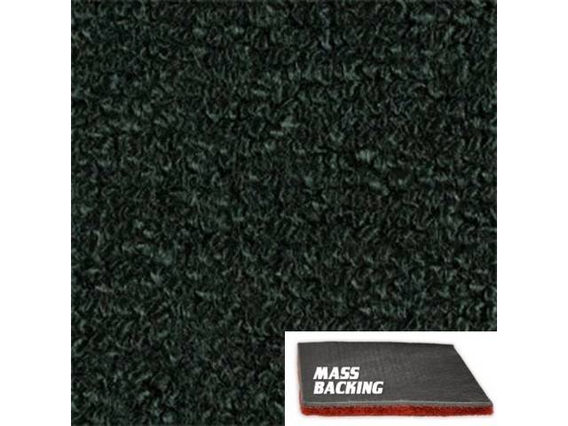 Molded Carpet Set, Raylon Loop, 2-piece, Dark Green, A/T, with Improved Mass Backing, reproduction
