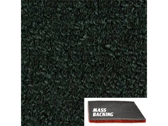 Molded Carpet Set, Raylon Loop, 2-piece, Dark Green, M/T, with Improved Mass Backing, reproduction
