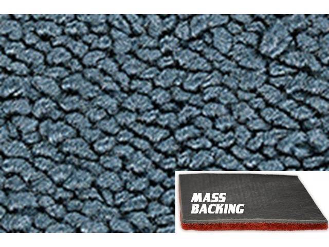 Molded Carpet Set, Raylon Loop, 2-piece, Slate Blue, M/T, with Improved Mass Backing, reproduction