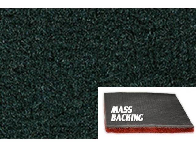 Molded Carpet Set, Cut Pile, 2-piece, Dark Green, with Improved Mass Backing, reproduction
