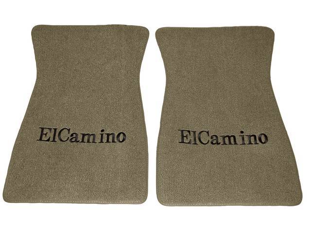 FLOOR MATS, Carpet, Raylon (Loop Style), Ivy Gold w/ *El Camino* in black lettering, (2)