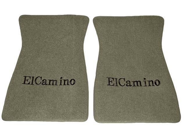 FLOOR MATS, Carpet, Raylon (Loop Style), Sandalwood w/ *El Camino* in black lettering, (2)