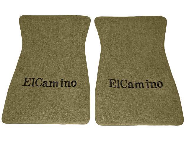 FLOOR MATS, Carpet, Raylon (Loop Style), Fawn w/ *El Camino* in black lettering, (2)