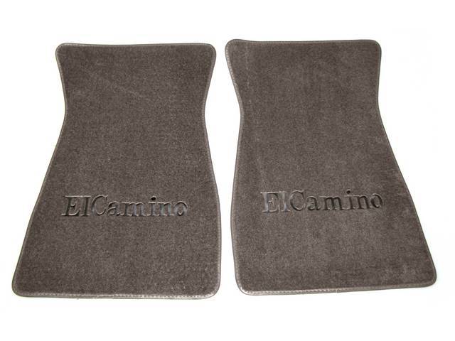 FLOOR MATS, Carpet, Cut Pile, Gray w/ *El Camino* in black lettering, (2)