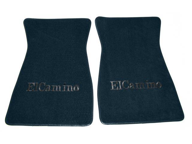 FLOOR MATS, Carpet, Cut Pile, Dark Blue w/ *El Camino* in black lettering, (2)