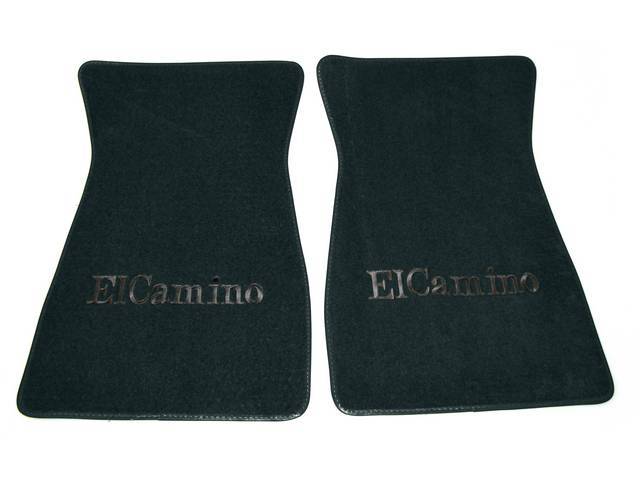 FLOOR MATS, Carpet, Cut Pile, Dark Green w/ *El Camino* in black lettering, (2)