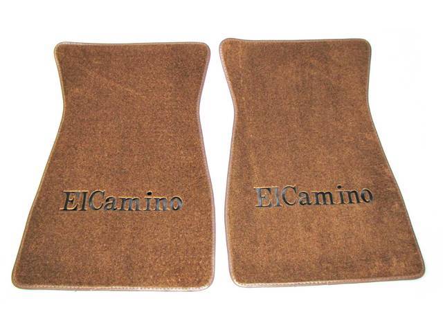 FLOOR MATS, Carpet, Cut Pile, Sage Green (Light Green) w/ *El Camino* in black lettering, (2)