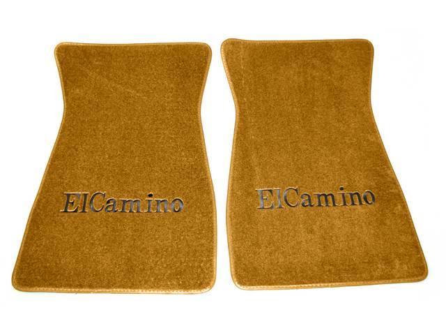 FLOOR MATS, Carpet, Cut Pile, Buckskin w/ *El Camino* in black lettering, (2)