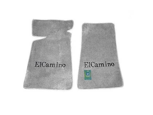 FLOOR MATS, Carpet, Cut Pile, Gray w/ *El Camino* in black lettering, (2)
