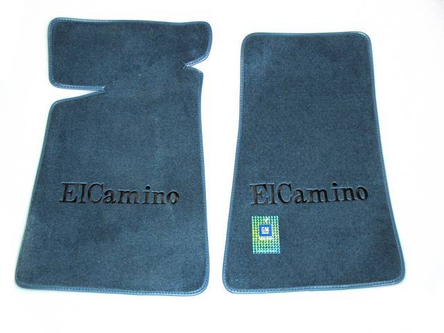 FLOOR MATS, Carpet, Cut Pile, Blue (Darker than CH-CFM-6-2D2 but lighter than CH-CFM-6-2D1) w/ *El Camino* in black lettering, (2)