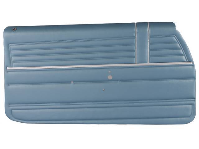 PANEL SET, Inside Door, Pre-Assembled, Std, Light Blue, PUI, *Silver Edition*, madrid grain vinyl w/ two vertical chrome mylar strips