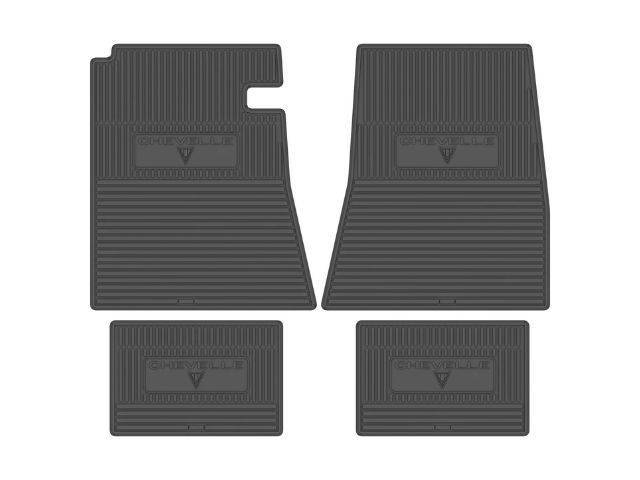 Custom Vintage Logo Floor Mat Set, "Chevelle" and "V" logos, Gray, 4-pc set