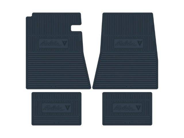 Custom Vintage Logo Floor Mat Set, "Malibu" and "V" logos, Dark Blue, 4-pc set
