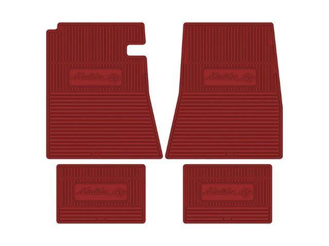 Custom Vintage Logo Floor Mat Set,  features *Malibu SS* and Cross Flag logos, Red, 4-pc set