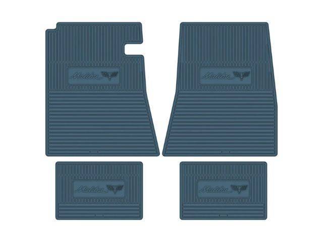 Custom Vintage Logo Floor Mat Set, features *Malibu* and *Cross Flags* logos, Medium Blue, 4-pc set