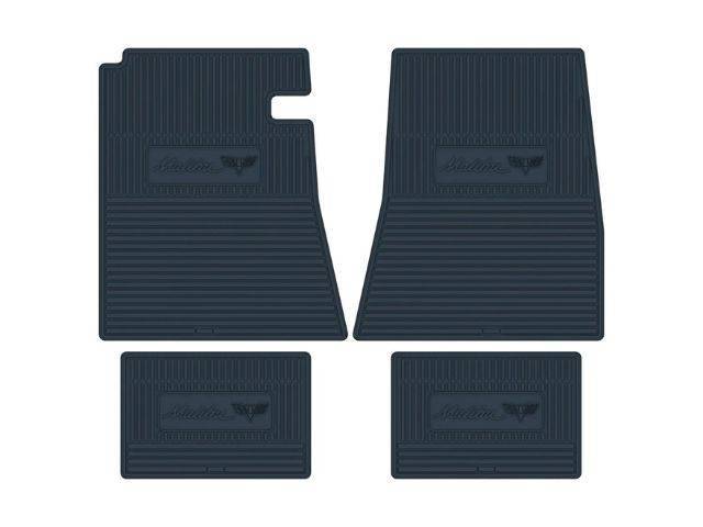 Custom Vintage Logo Floor Mat Set, features *Malibu* and *Cross Flags* logos, Dark Blue, 4-pc set