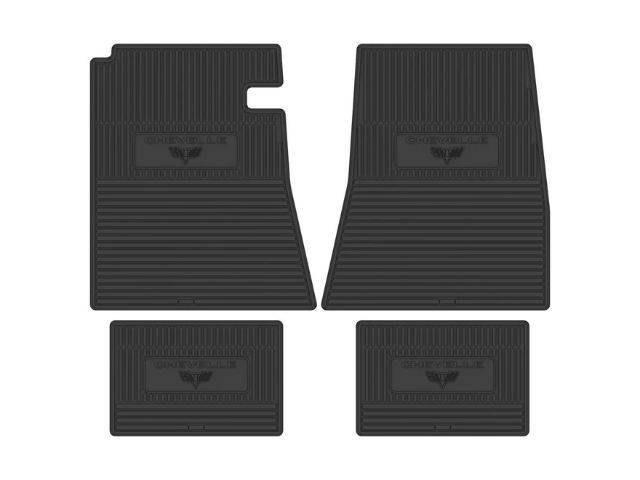 Custom Vintage Logo Floor Mat Set, features *CHEVELLE* and *Cross Flags* logos, Black, 4-pc set