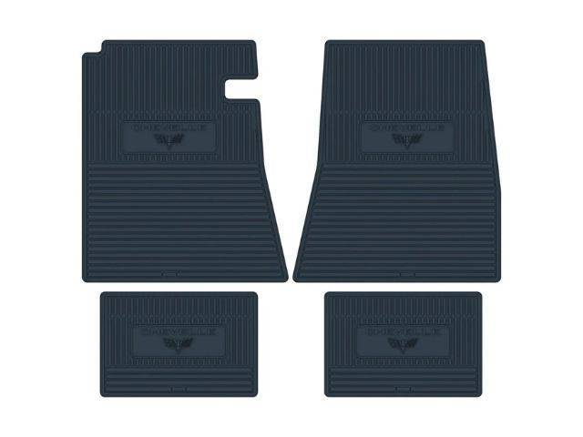 Custom Vintage Logo Floor Mat Set, features *CHEVELLE* and *Cross Flags* logos, Dark Blue, 4-pc set