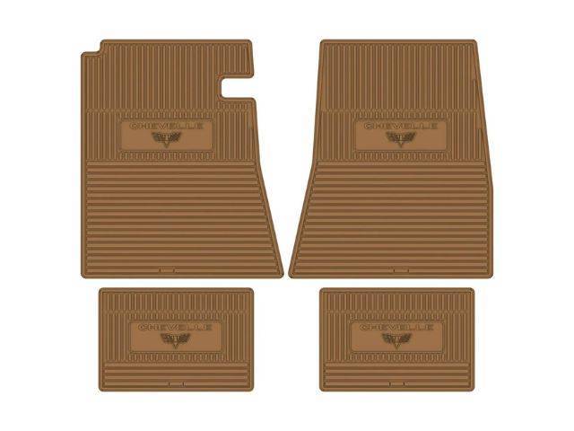 Custom Vintage Logo Floor Mat Set, features *CHEVELLE* and *Cross Flags* logos, Gold, 4-pc set
