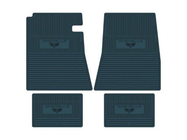 Custom Vintage Logo Floor Mat Set, features *CHEVELLE* and *Cross Flags* logos, Turquoise, 4-pc set