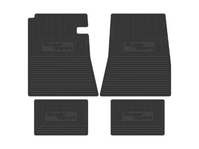 Custom Vintage Logo Floor Mat Set,  features *Super Sport* and 396 Cross Flag logos, Black, 4-pc set
