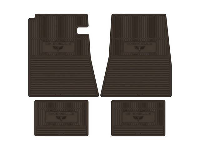 Custom Vintage Logo Floor Mat Set,  features *Super Sport* and 396 Cross Flag logos, Brown, 4-pc set