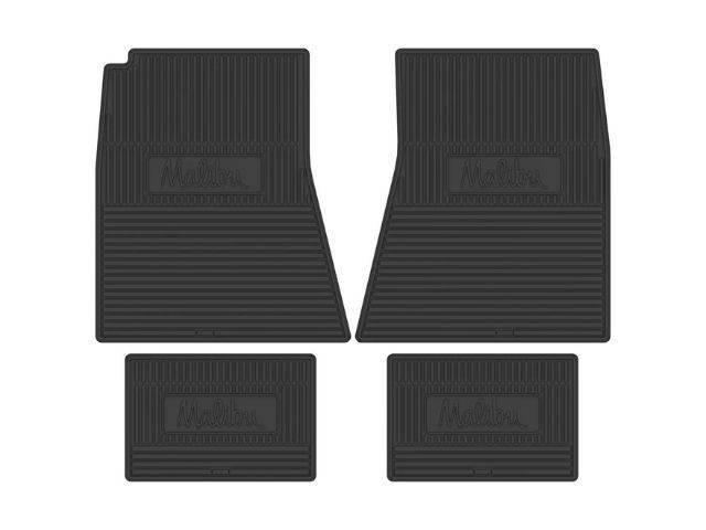 Custom Vintage Logo Floor Mat Set, "Malibu" logo, Black, 4-pc set
