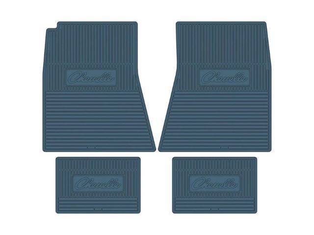 Custom Vintage Logo Floor Mat Set, "Chevelle" logo, Medium Blue, 4-pc set