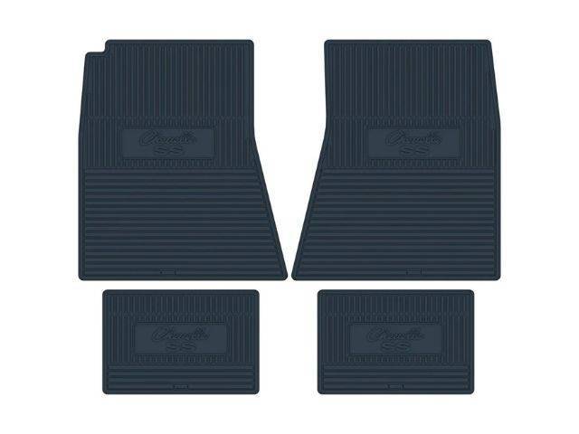 Custom Vintage Logo Floor Mat Set, "Chevelle SS" logo, Dark Blue, 4-pc set