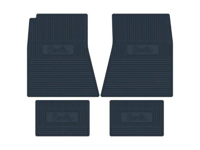 Custom Vintage Logo Floor Mat Set, "Chevelle" logo, Dark Blue, 4-pc set