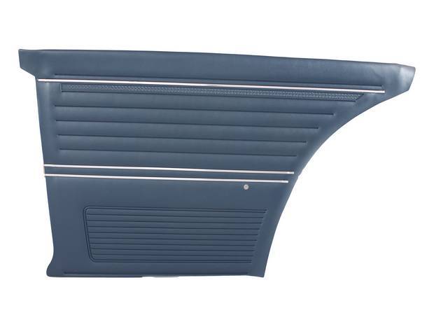 PANEL SET, Inside Quarter, Std, Dark Blue, PUI, *Silver Edition*, madrid grain vinyl w/ chrome mylar strips   <p><strong>Note:</strong></p><p>Note: These panels do not include the top garnish rails (usually plastic or metal) or the windowfelts. Windowfelt