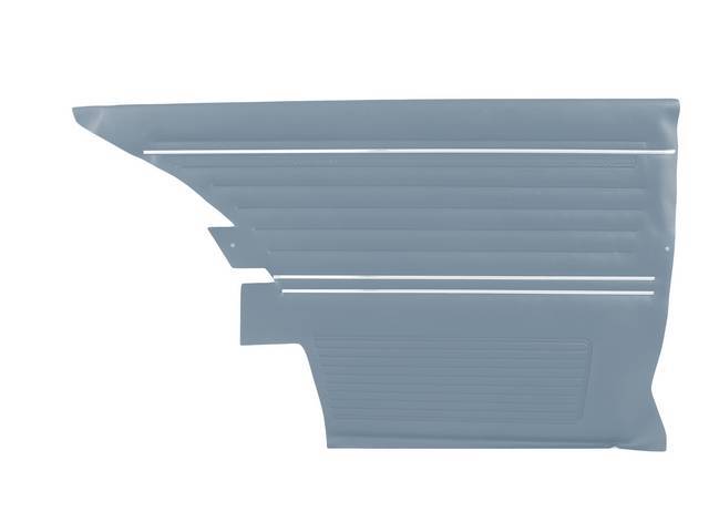 PANEL SET, Inside Quarter, Std, Light Blue, PUI, *Silver Edition*, madrid grain vinyl w/ chrome mylar strips   <p><strong>Note:</strong></p><p>Note: These panels do not include the top garnish rails (usually plastic or metal) or the windowfelts. Windowfel