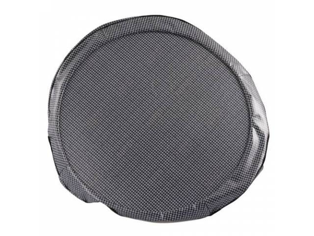 TIRE COVER, 14 Inch, Gray Houndtooth, W/ hardboard, Repro