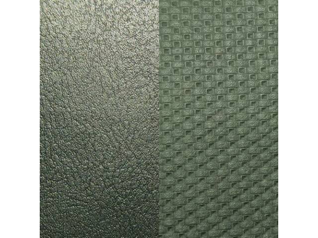 Upholstery Set, Premium, Front Buckets, Metallic Green (Std listed as Dark Green Metallic), madrid grain vinyl w/ heat sealed Diamond waffle grain insert