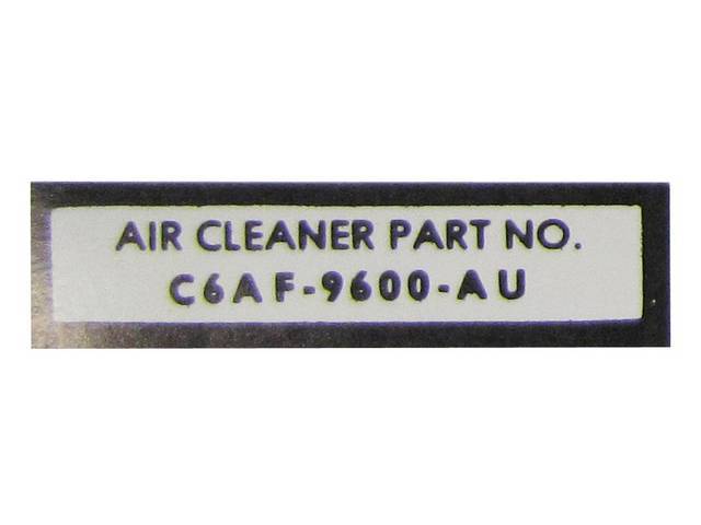 DECAL, PART NUMBER, AIR CLEANER