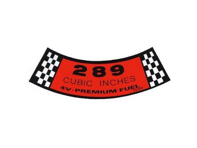 DECAL, AIR CLEANER, ENGINE SIZE, 289-4V, C5ZF-9638