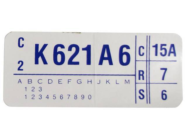 DECAL, ENGINE, ENGINE ID CODE, “K621AG”REFER TO