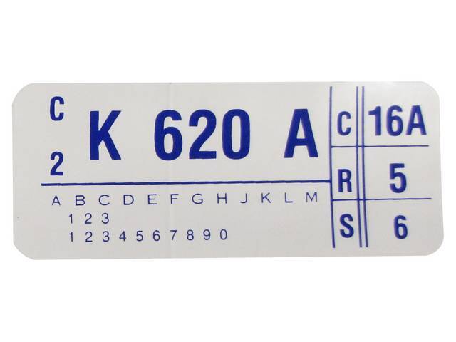 DECAL, ENGINE, ENGINE ID CODE, “K620A”REFER TO
