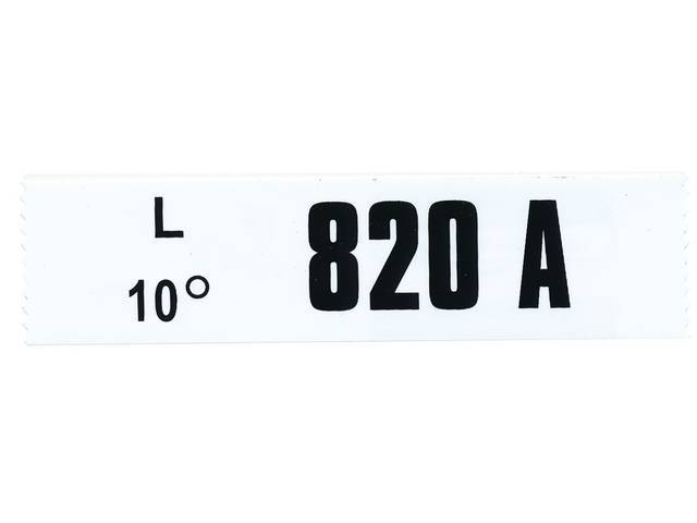 DECAL, Engine Identification, 820A, repro