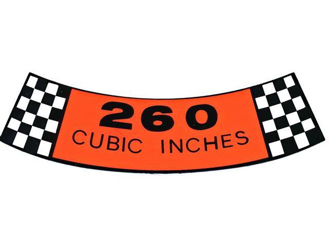 DECAL, AIR CLEANER, ENGINE SIZE, *260*, WIDE ARCH, BLACK AND WHITE CHECKER