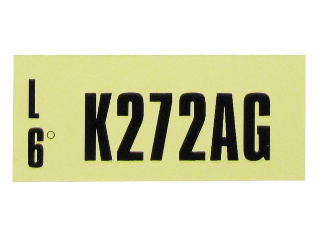 DECAL, ENGINE, ENGINE ID CODE, “K282AG”REFER TO
