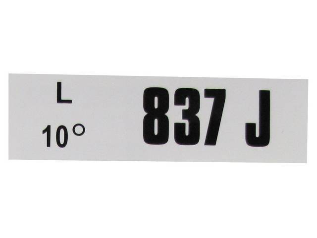 DECAL, ENGINE, ENGINE ID CODE, “837J”REFER TO