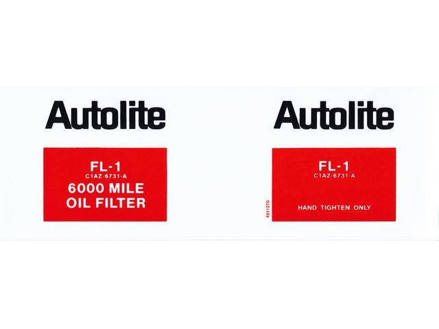 DECAL, OIL FILTER, *AUTOLITE*, WHITE BACKGROUND