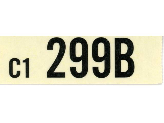 DECAL, Engine, Engine ID Code, C1 299B