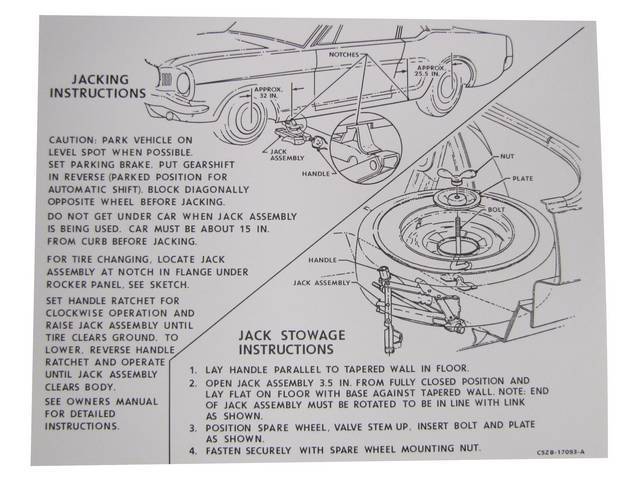 DECAL, TRUNK, JACK INSTRUCTIONS