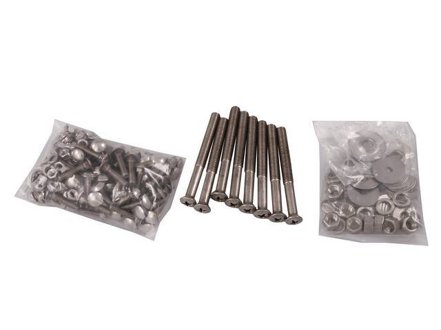 Bed Bolt Kit, polished stainless steel Carriage Bolts