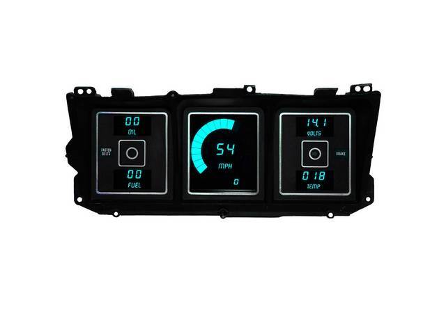Digital Dash Gauge Panel by Intellitronix, aqua illumination