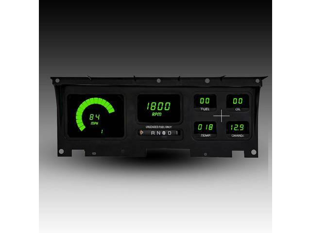 Digital Dash Gauge Panel by Intellitronix, green illumination