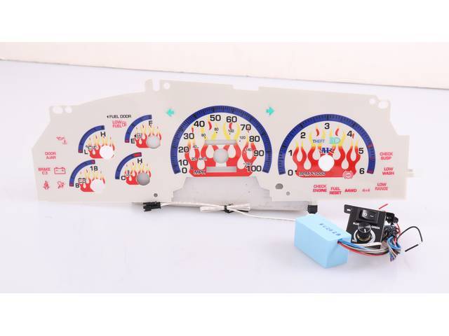 SPEED-GLO™ LUMINESCENT DASH KIT, WHITE FLAMES GAUGE