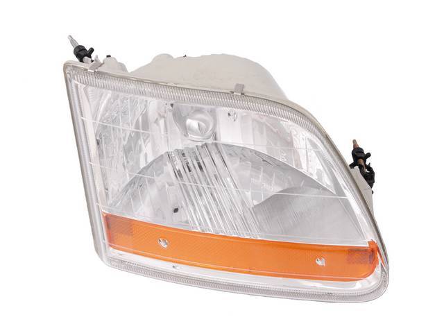 Headlight Assembly, Clear Lens with Yellow Lower Lens, RH
